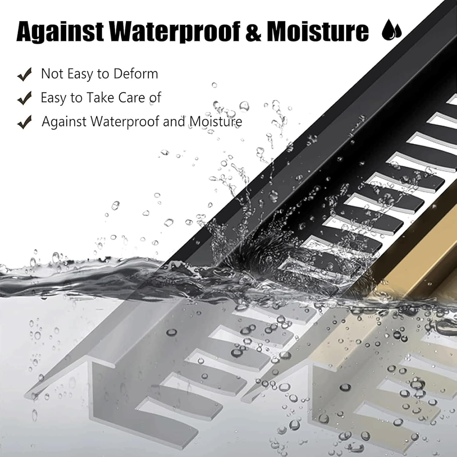 BKEKM Threshold Strip Aluminum Edge Strip Carpet Door Bar Cover Trim Waterproof Flooring Edge Trim for Stairs/Countertops Transition Bar(70cm/27.5in)