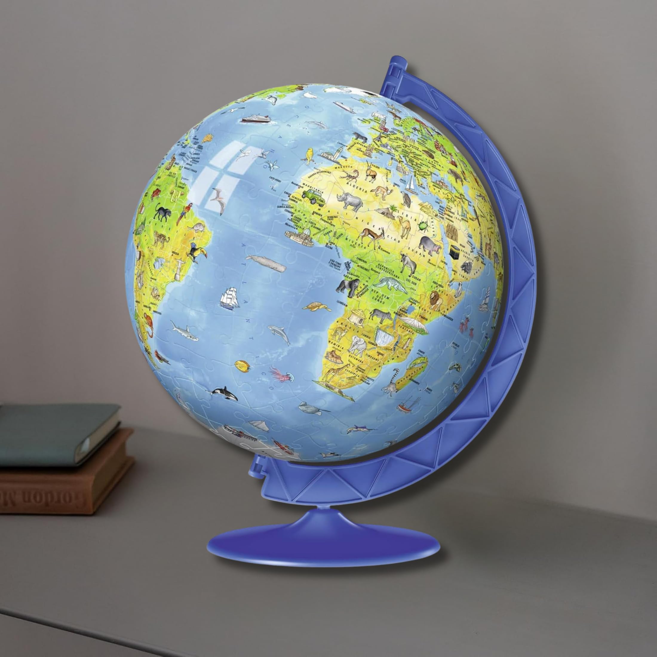 Ravensburger - Puzzle 3D Globo Terrestre Impara La Geografia Con Gli Animali | Puzzle 3d Bambini A Partire Dai 6 Anni | Modellismo Da Costruire Bambini Di 180 Pezzi | Regalo Bambino 6 Anni E Più
