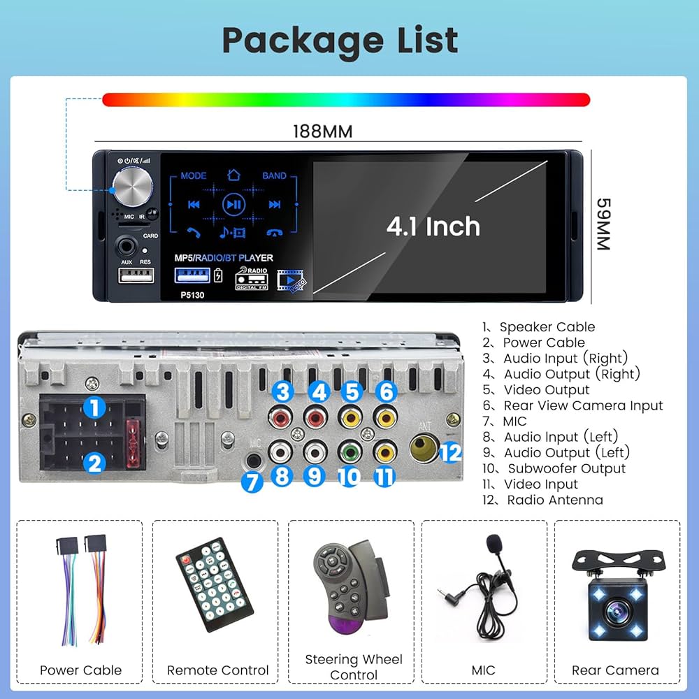 Autoradio Bluetooth CENXINY Con Lettore CD/DVD, Vivavoce, USB, AUX, TF - 1 DIN Per Auto, Supporta IOS/Android - Foto 6