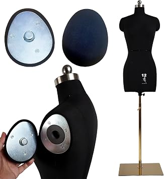 Female Sewing Mannequin, Size12 Professional Dress Form for Display and Tailor Design,Sewing Mannequin Foam Body for Pinning.Height Adjustable Torso with Stable Metal Base.Black, 12