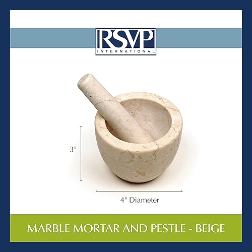 Miniatura 3 de Mortero RSVP International (GMP) de mármol verde con mano, de 2 onzas, para picar especias, preparar pesto, machacar hierbas, machacar pastillas,