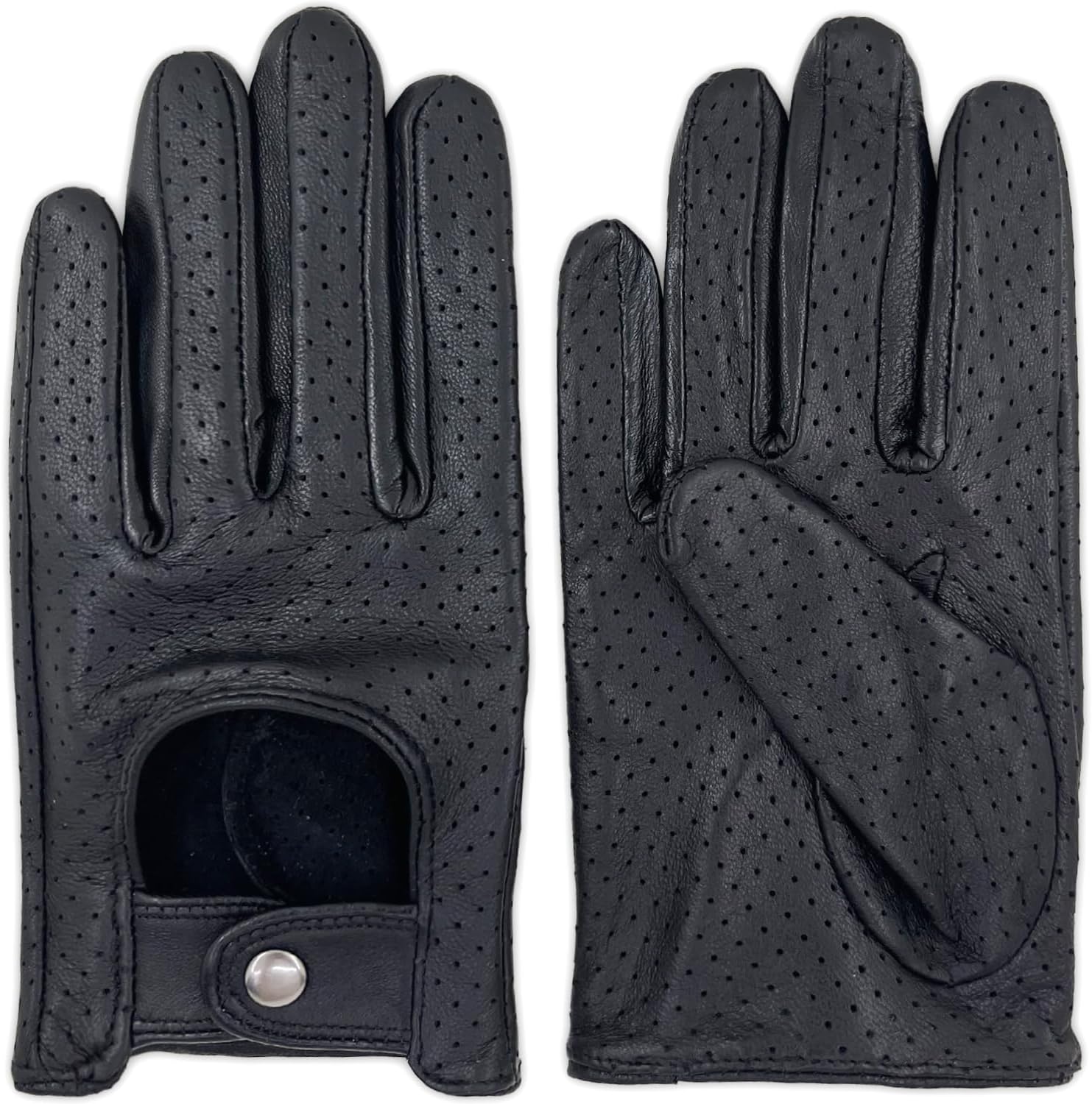 Zjjseloru Mens Genuine Lambskin Leather Driving Gloves Unlined, Touchscreen