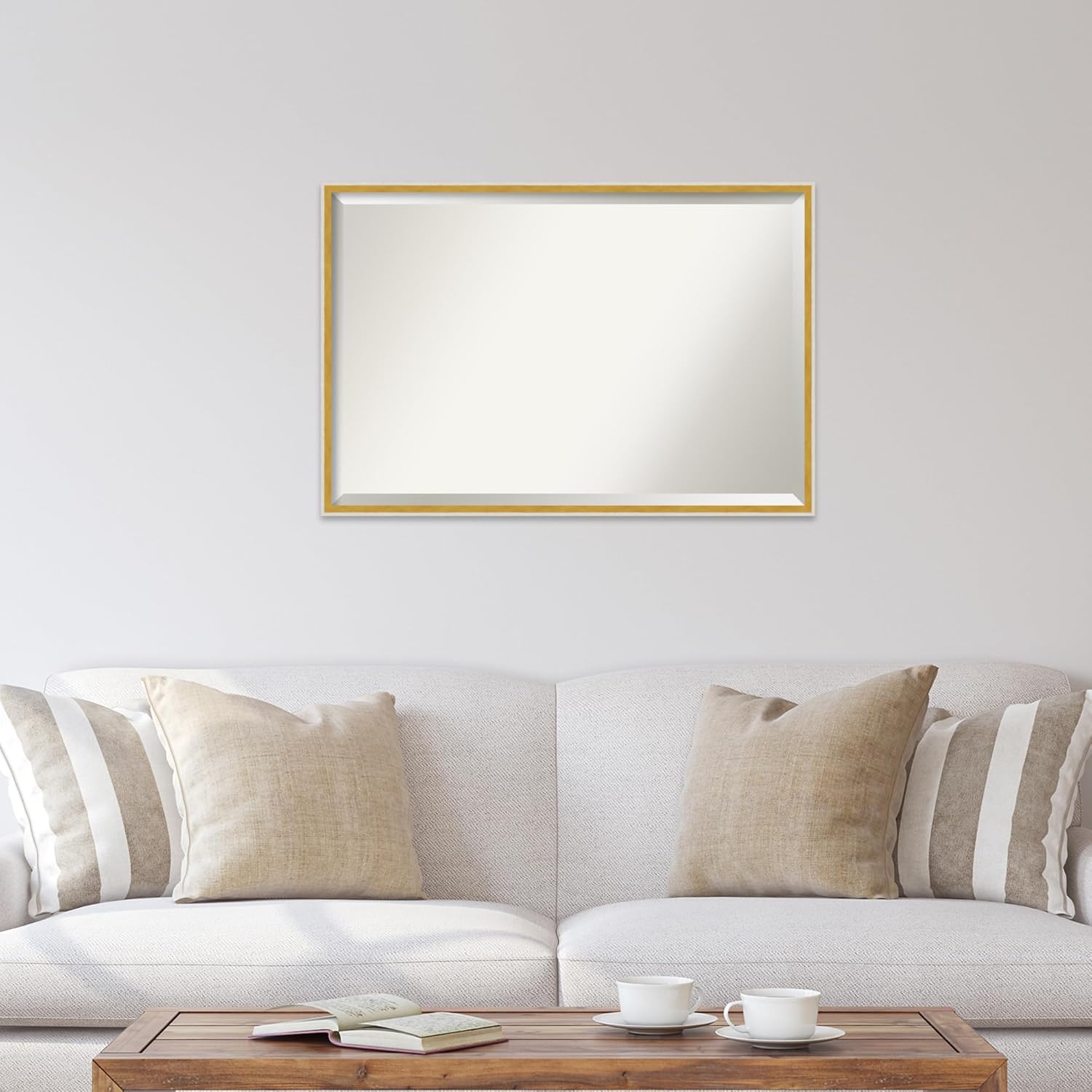 Amanti Art Bathroom Mirror for Over Sink, Vanity Mirror, Wood Frame, Hangs Horizonally and Vertically, Bathroom Wall Decor, Beveled Edge