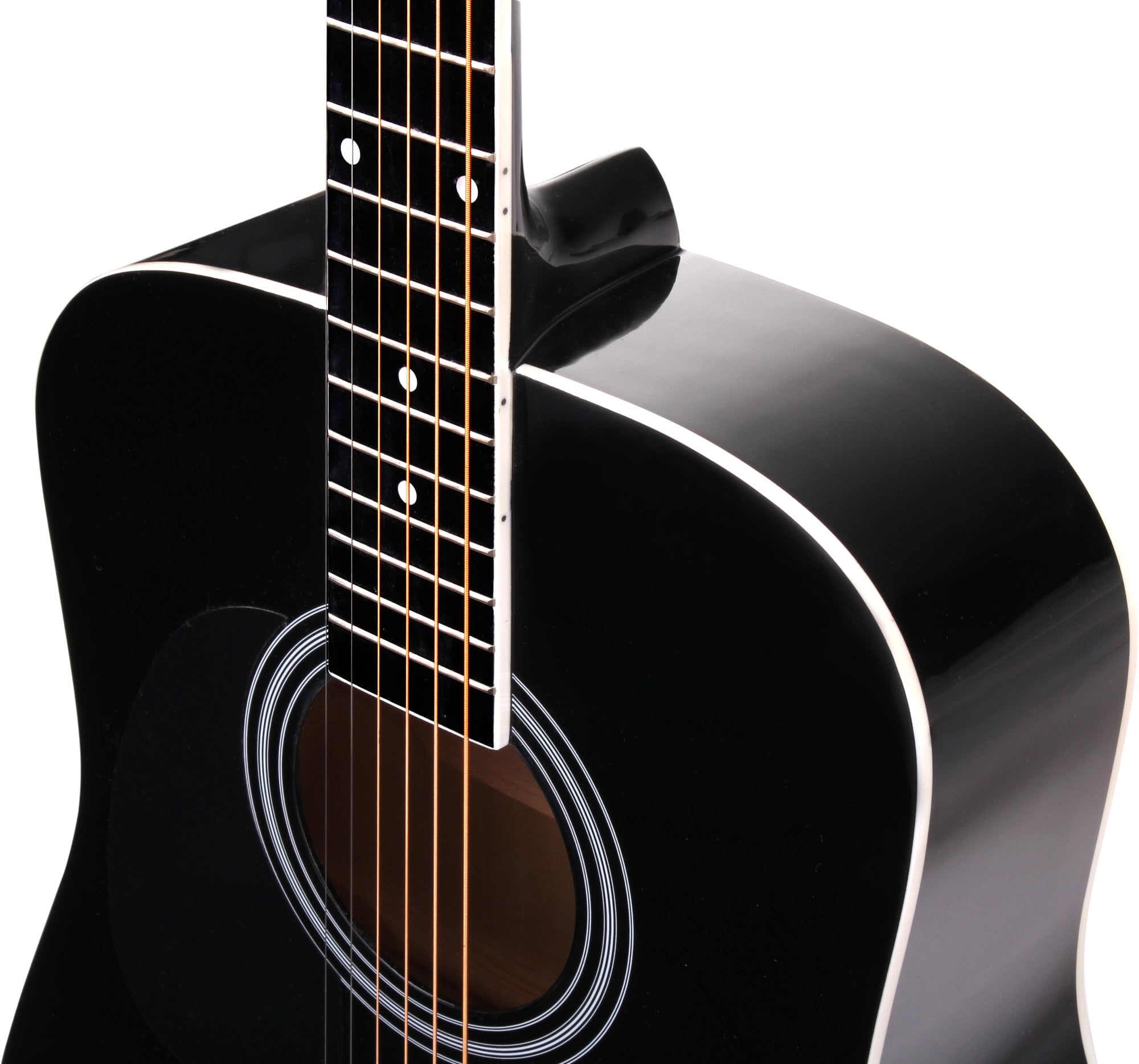 Classic Cantabile WS-10BK-LH Chitarra Western Dreadnought Corde in Acciaio Mancini Sinistrorsa Nera