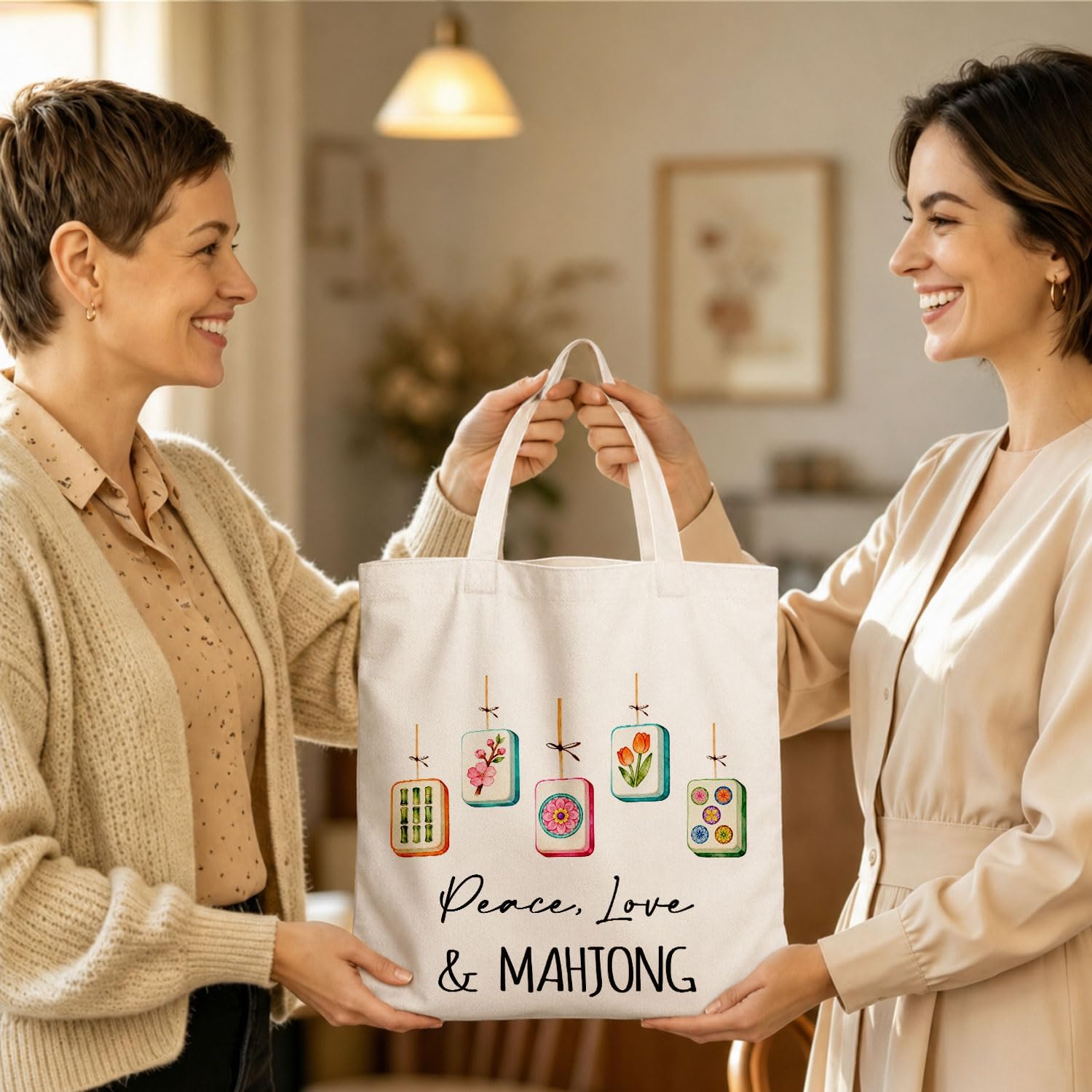 Mahjong Lovers Players Gifts Canvas Tote Bag image 2