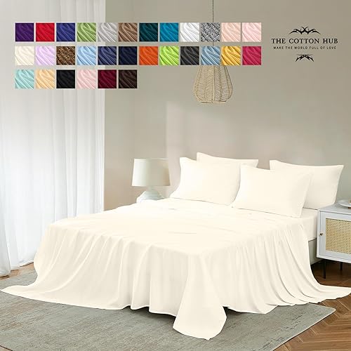 Miniatura 2 de Juego de sábanas de algodón Pima peruano de 600 hilos, tamaño King dividido, se adapta a bolsillos de hasta 10 a 12 pulgadas de profundidad (sólido,