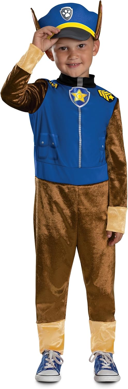 Paw Patrol Chase Toddler Costume, Official Paw Patrol Chase Costume Outfit with Headpiece