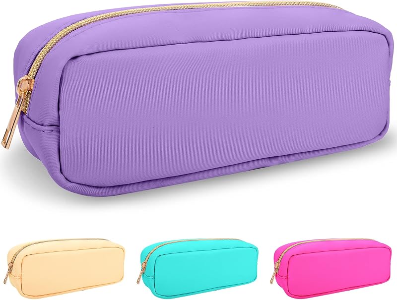 izuzta Estojo de Maquiagem Slim em Nylon com Zíper, Roxo