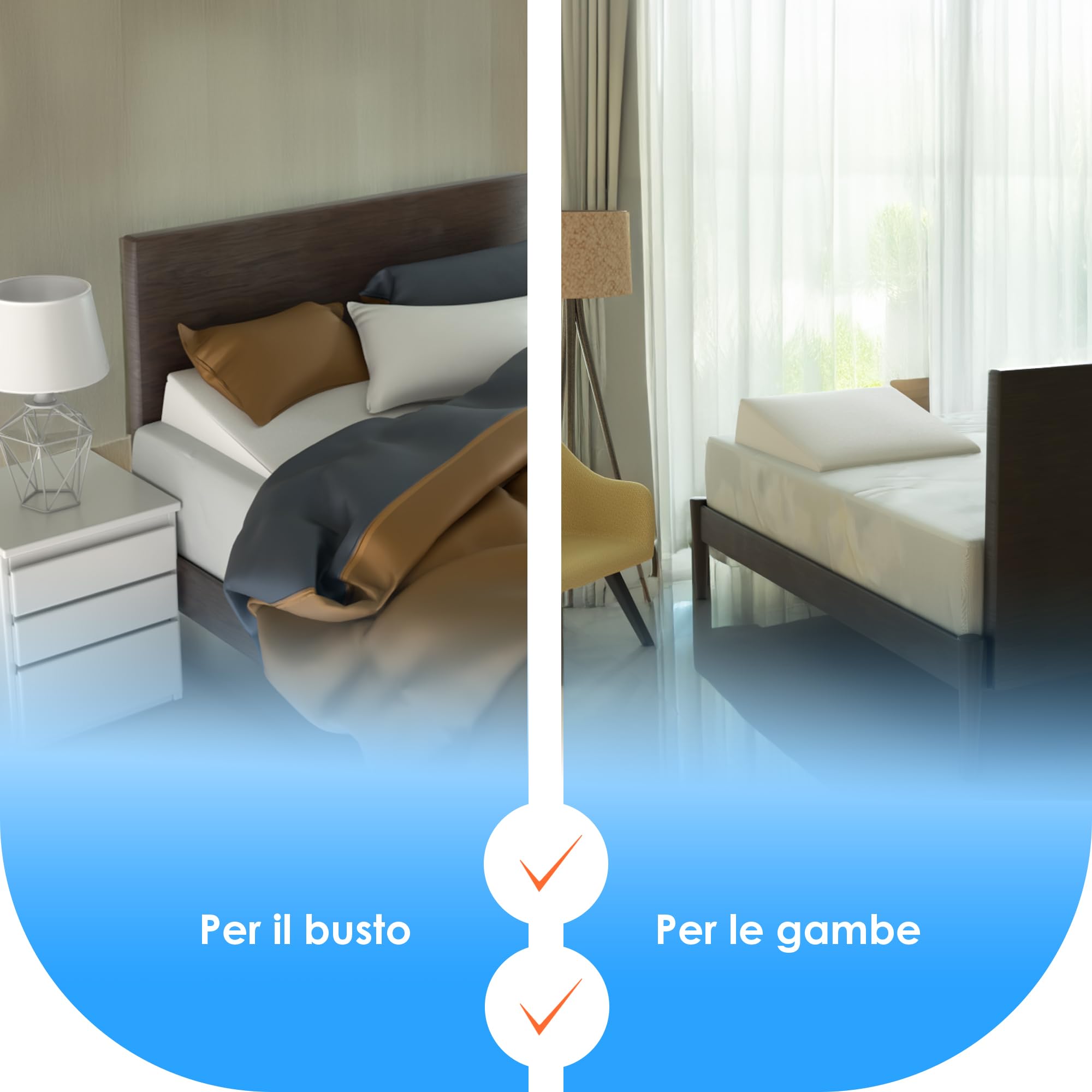 DYNMC you Cuscino a cuneo per letto e divano - Cuscino ergonomico di sostegno per il sonno e la schiena - cuneo da 80 cm per testiera, gambe o seduta, cuscino comfort per adulti (Bianco, 80 cm)