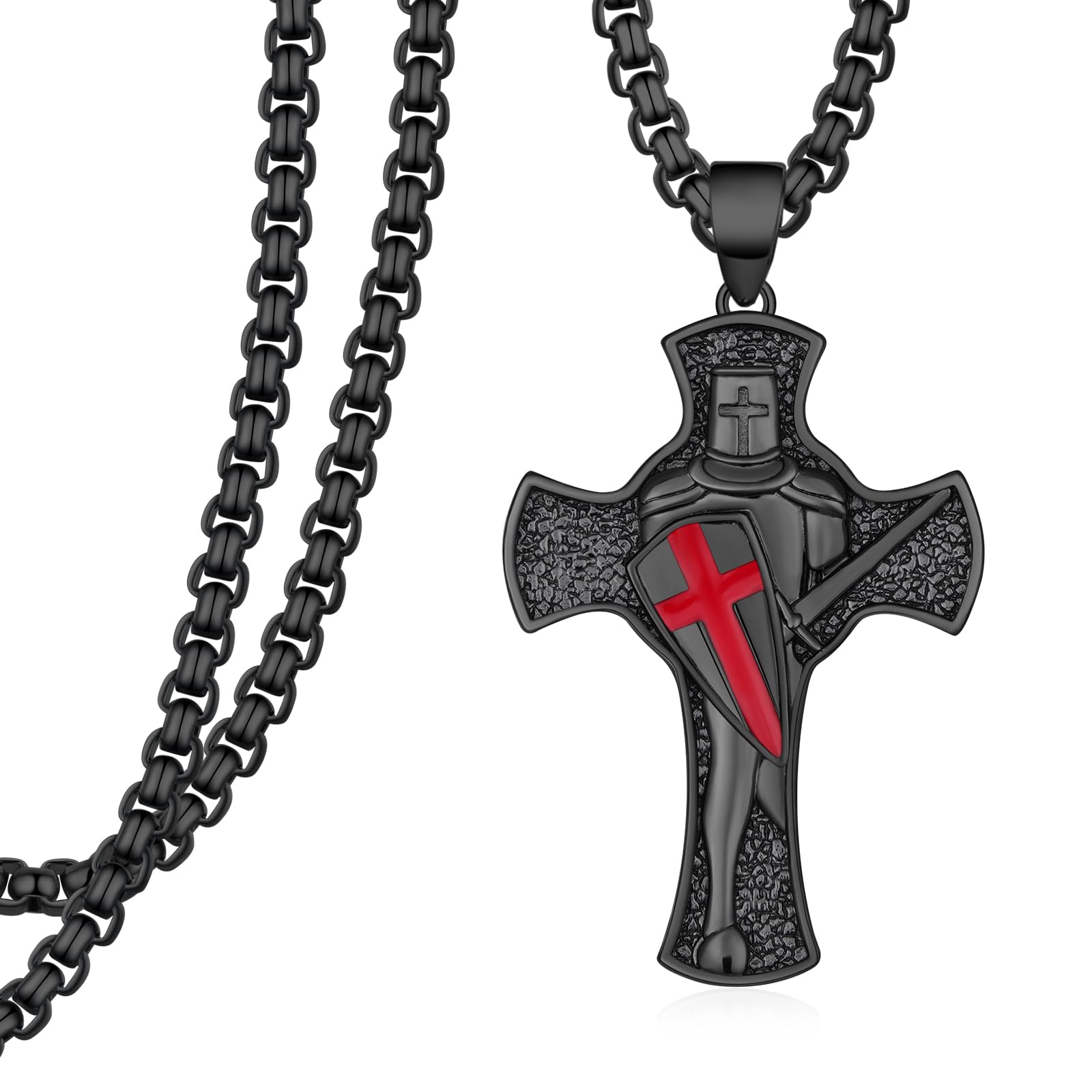 Zunxinsan Knights Templar Necklace 925 Sterling Silver Knights Templar Necklace for Men Religions Amulet Jewelry Gifts for Men