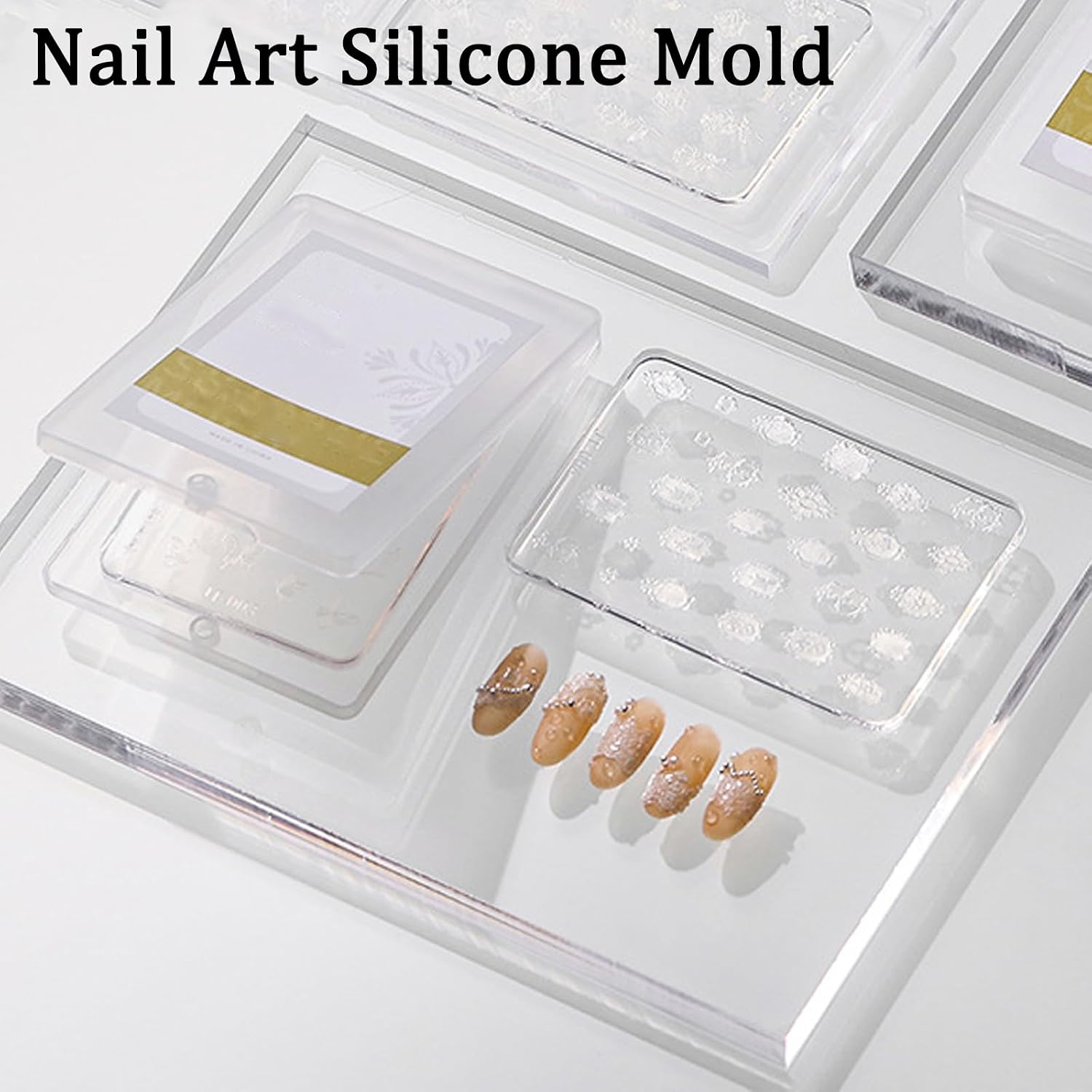 Nail Art Silicone Mold, Nail Decoration Silicone Mould, 3D Nail Art Carving Mold Templates for Precise Embossed Pattern, Nail Tools Nail Charms for Acrylic Nail DIY Craft (Rabbit)