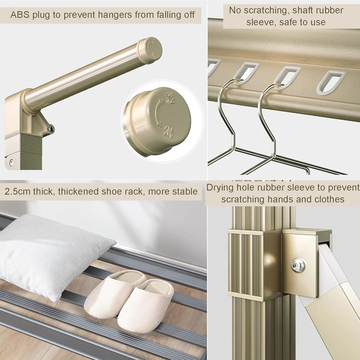 Adjustable Foldable Clothes Drying Rack with Windproof Holes - 450 lb Capacity Outdoor Stand for Laundry, Shoes & Clothing - Versatile Grey Rack (150-240 cm)