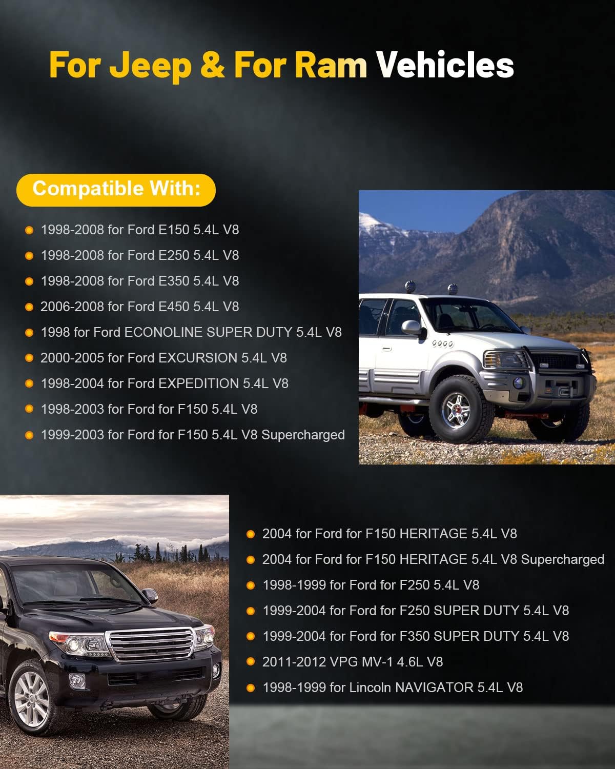 OCPTY Ignition Coil Pack iridium Spark Plugs fits SP479 C566 DG508 for Ford 4.6L 5.4L V8 DG457 DG472 DG491 Crown Victoria Expedition for F-150 for F-250 for Mustang for Lincoln for Mercury set of 8