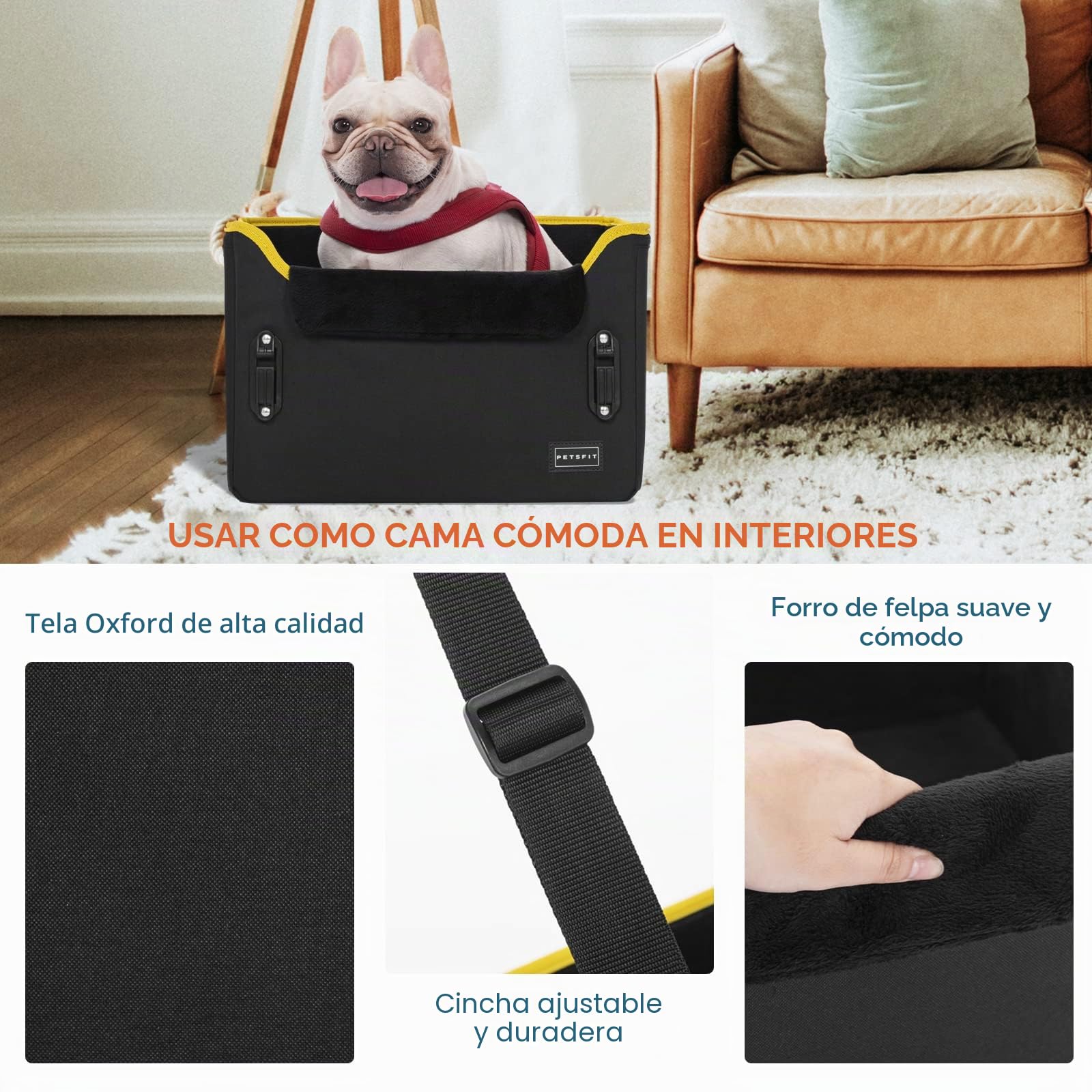 Petsfit Asiento Coche Perro Pequeño Plegable, Bolsa Asiento Elevadora para Coche para Mascotas, para Perros Pequeños