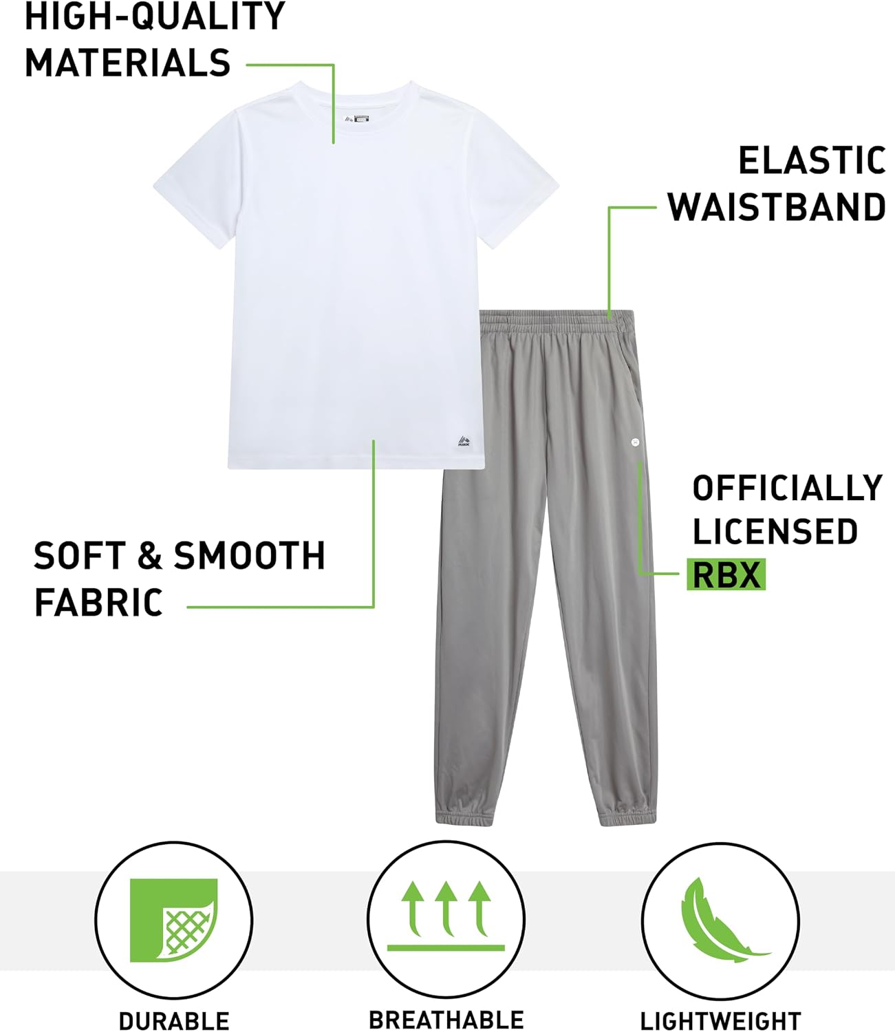 Rbx Boys Tricot Joggers Short Sleeve