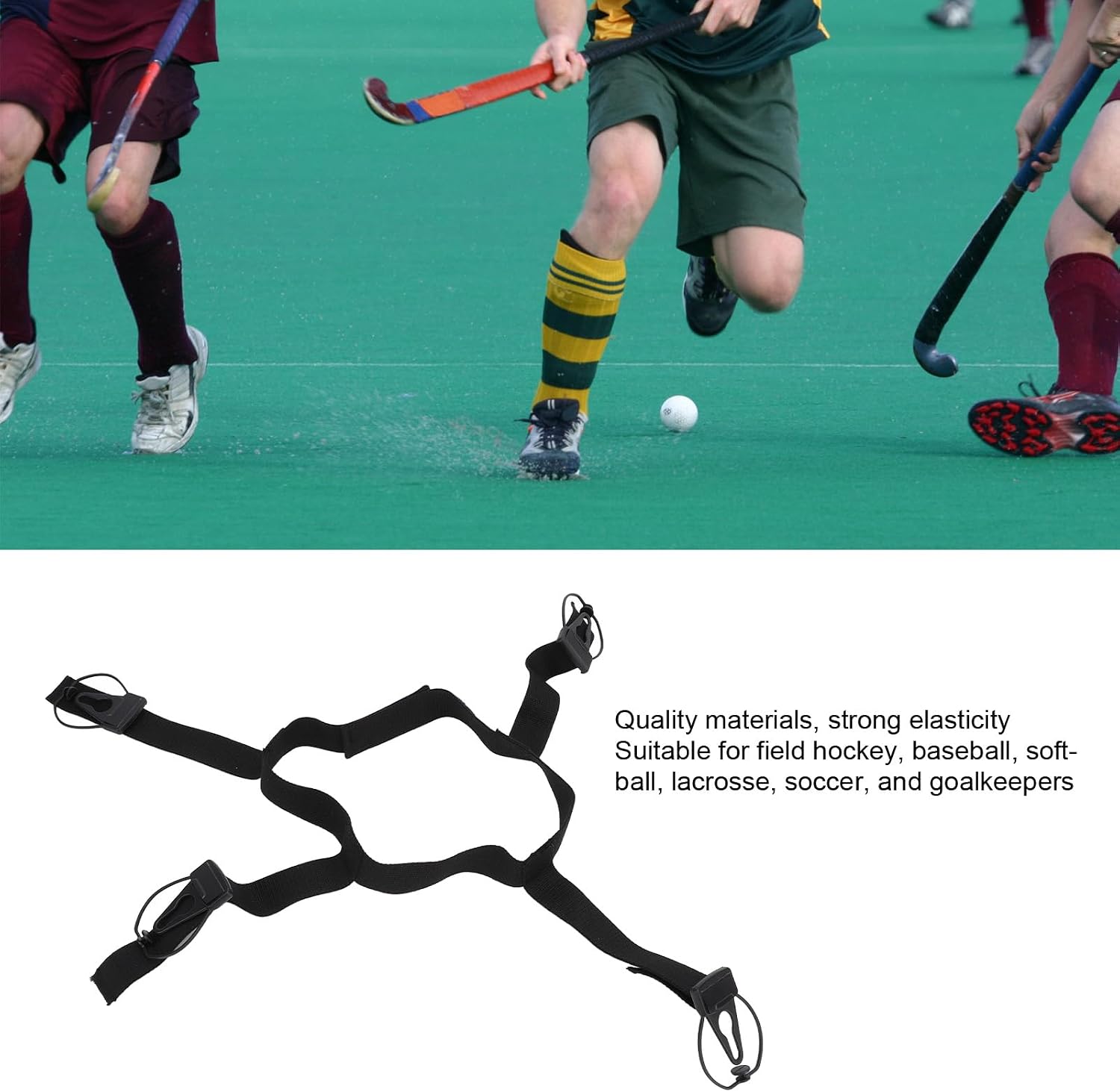 Dioche Hockey Garter Belt Adjustable Elastic Sock Supporter for Ice Hockey, Youth & Adult Sports Garter Strap with Secure Clips for Hockey Baseball Soccer & Softball