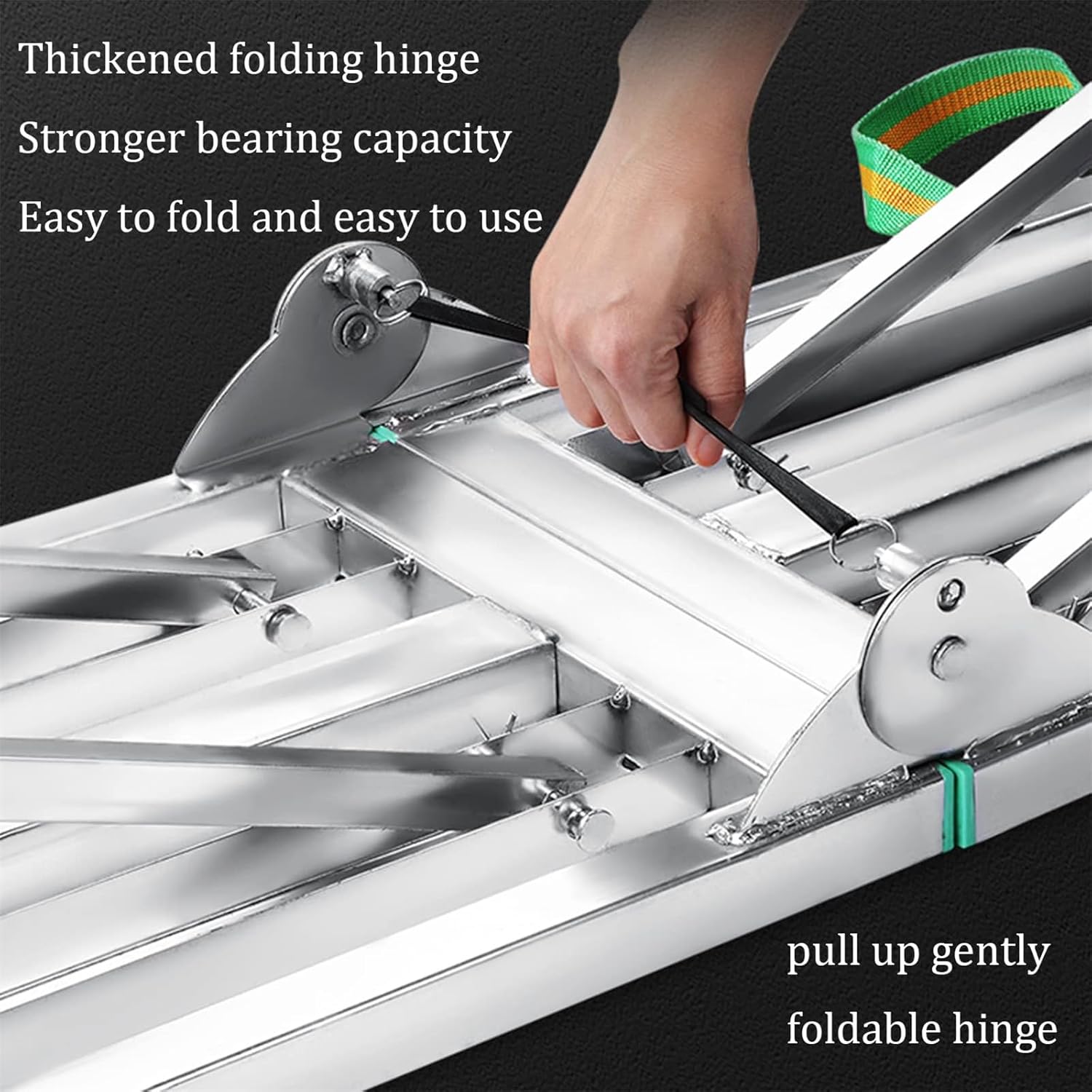 Height Adjustable Work Platform - Heavy Duty Steel Folding Step Ladder Portable Scaffolding Equipment for Drywall Cleaning Car Washing & Home Projects