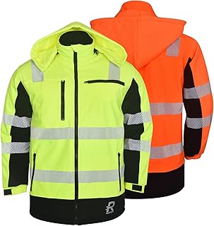 Softshell Warnschutzjacke Canada - Wasserdicht & Atmungsaktiv - Für Herren & Damen, Gr. S-XXXL - EN ISO 20471:2013, Reflektierende 3M Scotchlite Streifen - Arbeitsjacke in Neon Gelb & Orange