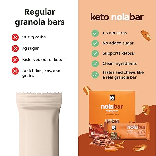 Vista 26 de Perfect Keto Barras Nola, sin gluten, barras de granola keto, bocadillos bajos en carbohidratos o barra de desayuno sin azúcar añadido, alimentos