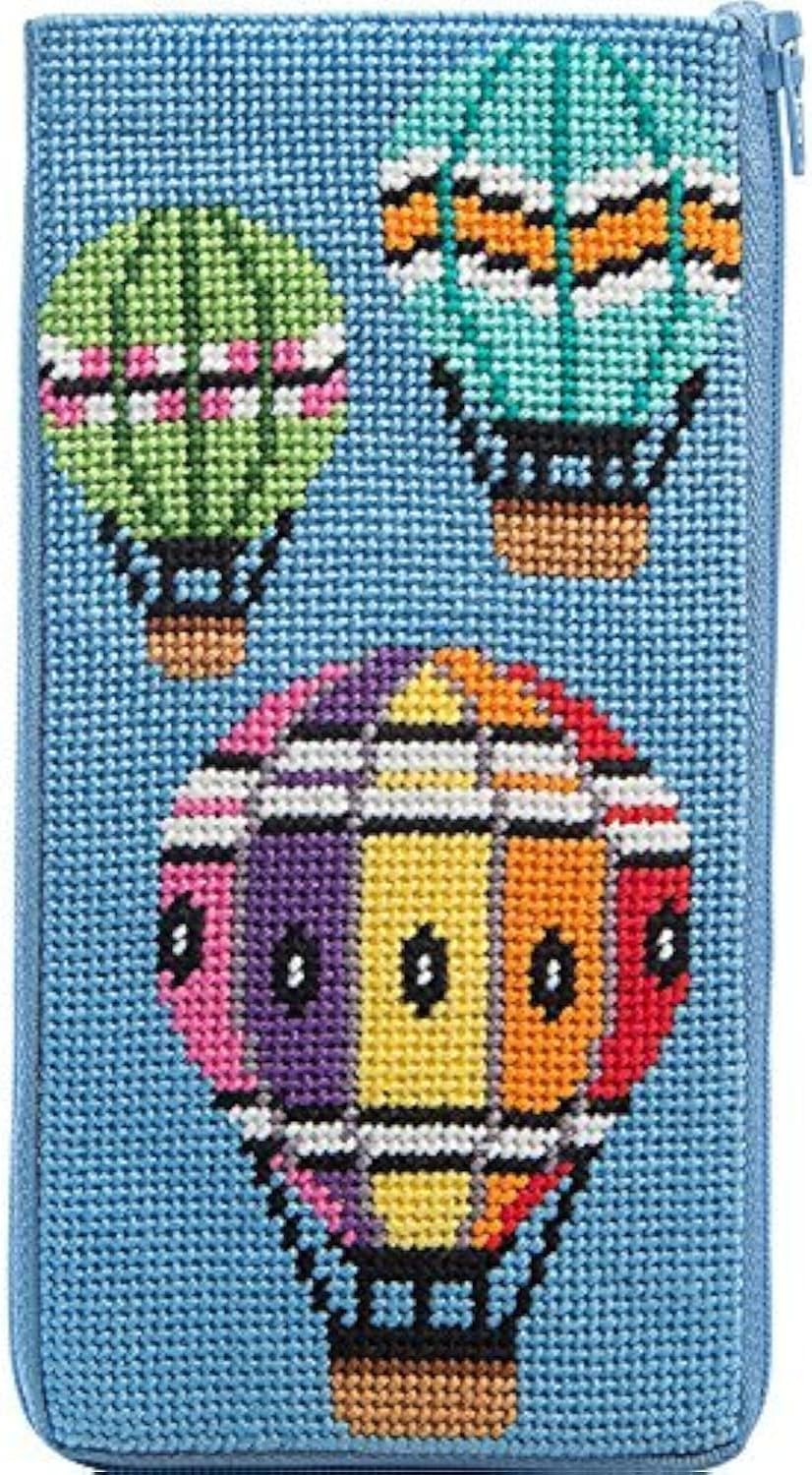 Alice Peterson Stitch & Zip Miniature Needlepoint Eyeglass Case - Balloons in Flight