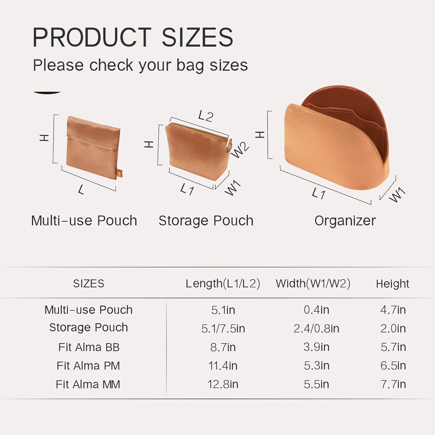 Fits for Alma BB Bag Insert, Premium Silk Purse Organizer Insert, Smooth Touch & Lightweight， Luxury Handbag Organizer with Gift Box Fits For LV(BB,Gold)