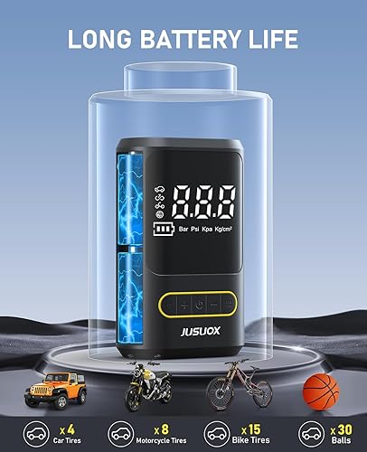 Miniatura 5 de Tire Inflator Portable Air Compressor, Electric Bike Pump with Digital Pressure Gauge, 150 PSI Cordless Air Pump for Car Tires, Motorcycle, Bicycle,