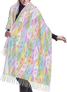 Valentine'S Day Conversation Candy Heart Shawl Wraps Cashmere Feel Soft Scarves Winter Warm Fashion Scarf Women Evening Dresses Wedding Bridesmaid