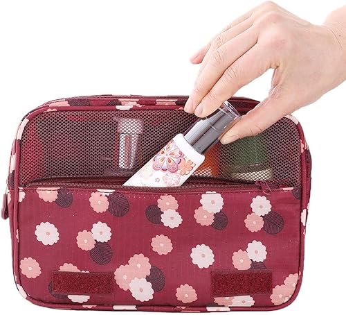 Miniatura 3 de Axgo - Neceser multifuncional para maquillaje portátil con gancho, color rojo