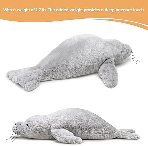 Miniatura 10 de CSVBTRF Animales de peluche con peso, 4.2 libras, 23 pulgadas, almohada de peluche de elefante para regalo, animales de peluche de elefante gris