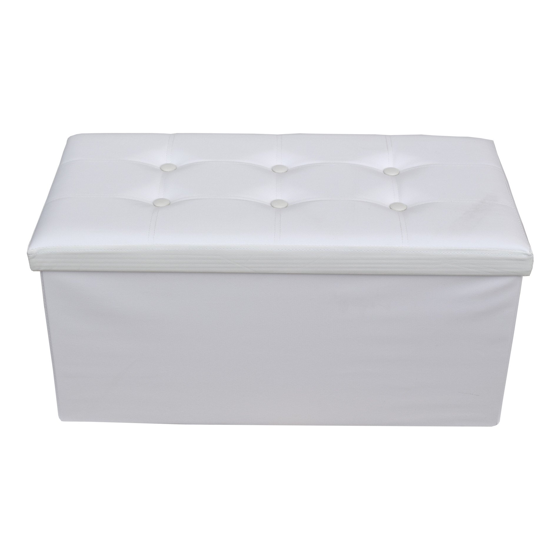 Rebecca Mobili Puff contenitore poggiapiedi moderno, seduta sedia bianca, arredamento casa salotto, living - Misure 38 x 76 x P 38 cm (HxLxP) - Art. RE4620