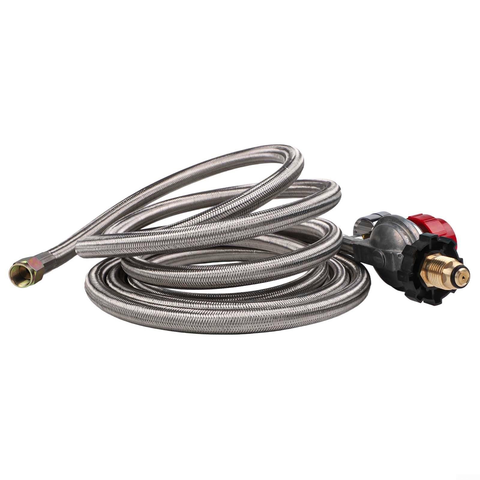 Regulador de propano de alta presión con manómetro de 0 a 30 PSI para cocinar al aire libre, válvula de gas ajustable con manguera de acero inoxidable para freidora de pavo, parrilla