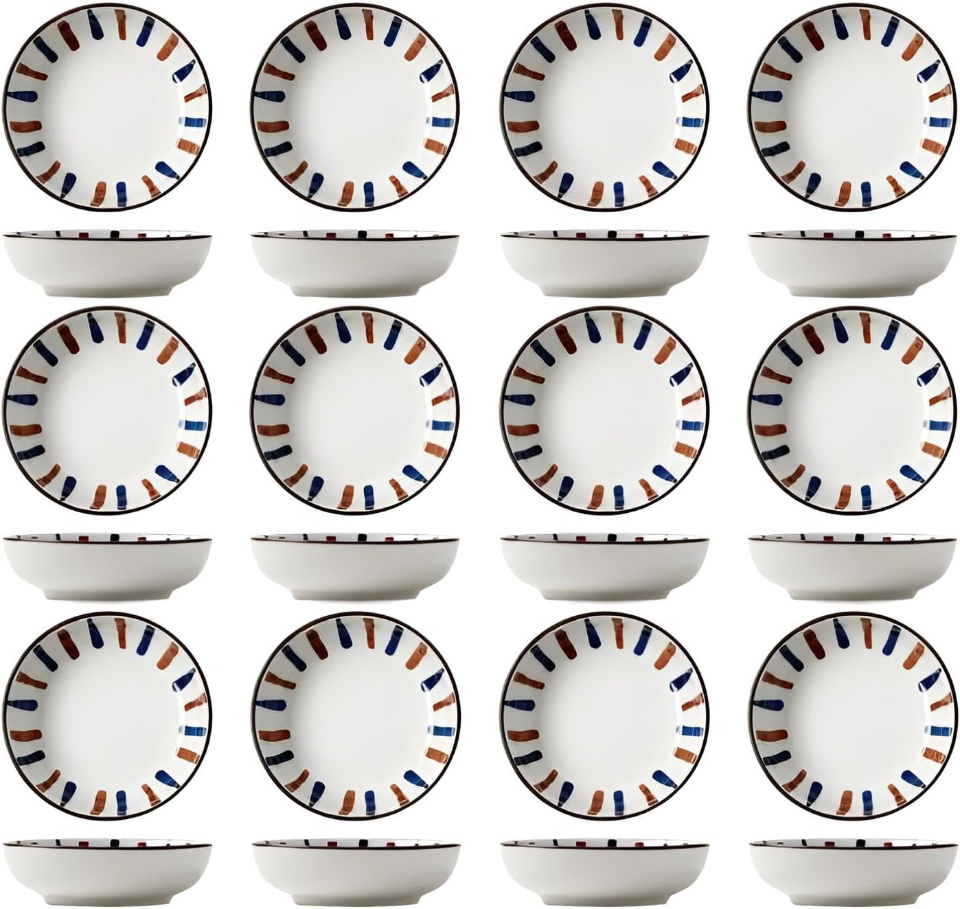 Ceramic Dipping Bowls, Side Dishes for Sushi, Snack, Soy, Sauce, Dip Serving Bowl Set, Bowls for Dipping Dessert Bowls Mixing Bowl Gift Set, Kitchen Accessories (Pack of 12) (9.5 X 2.8 Cm)