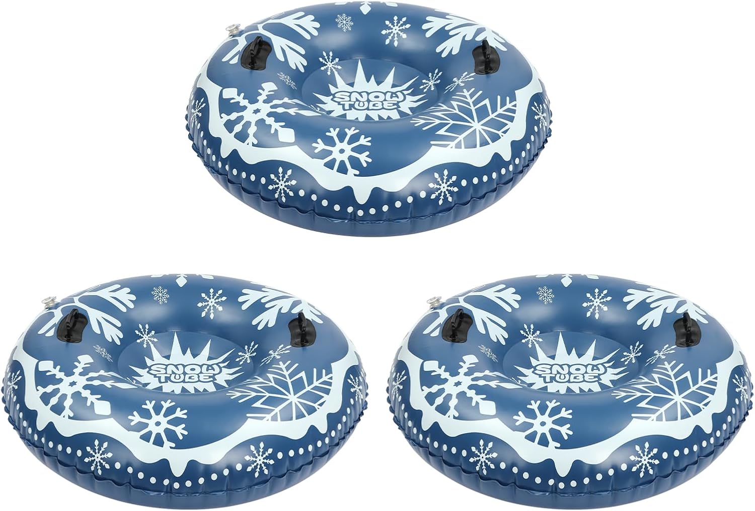 3Pcs PVC Ski Circle, Snow Sleds, 40 Inch Inflatable Snow Sled, Outdoor Sledding Snow Tube Sports, Thickened Heavy-Duty Hard Bottom Sleds with Non-Slip Handles, Winter Sports, for Kids and Adult