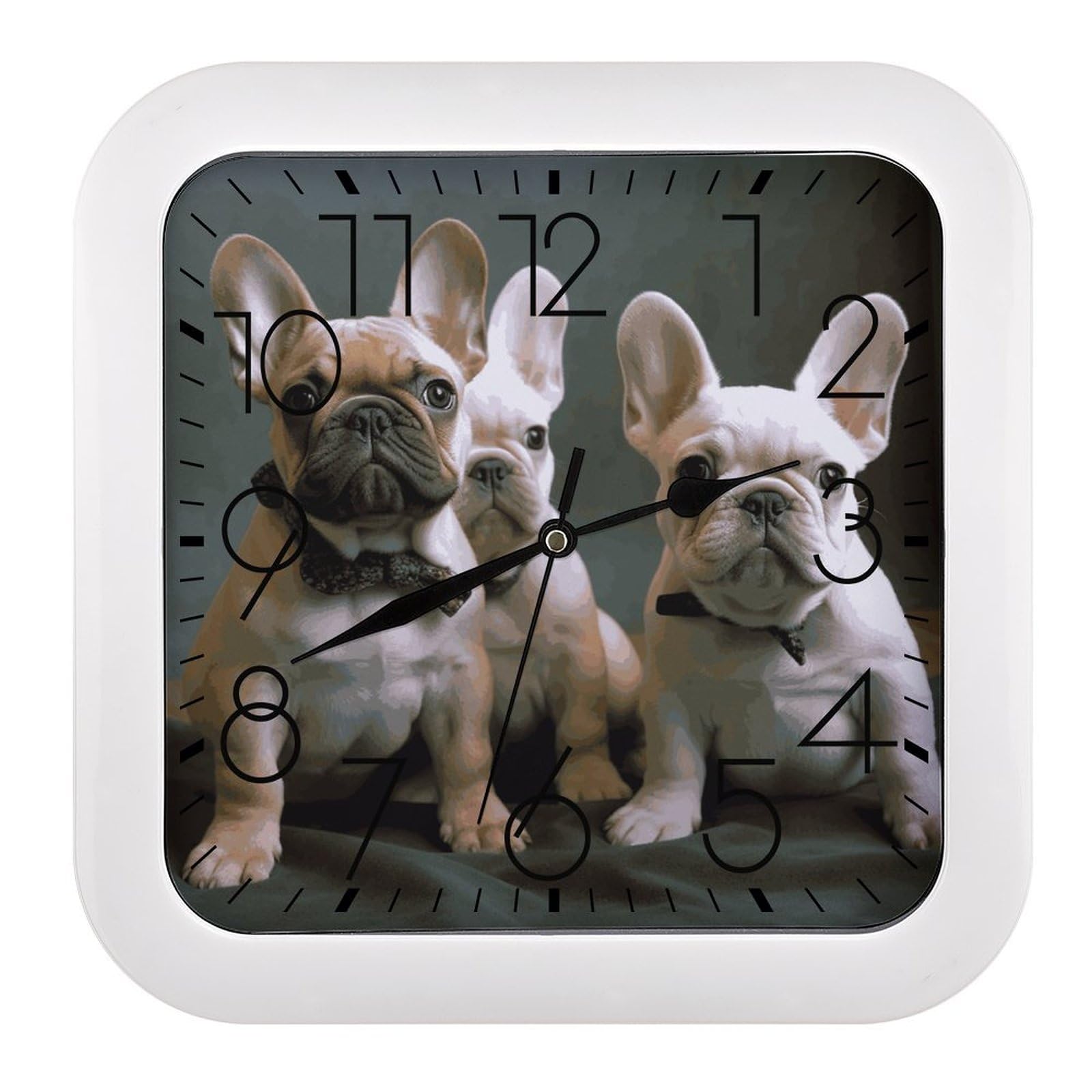 Horloge bouledogue français silencieuse pour dormir sans aucun tic-tac