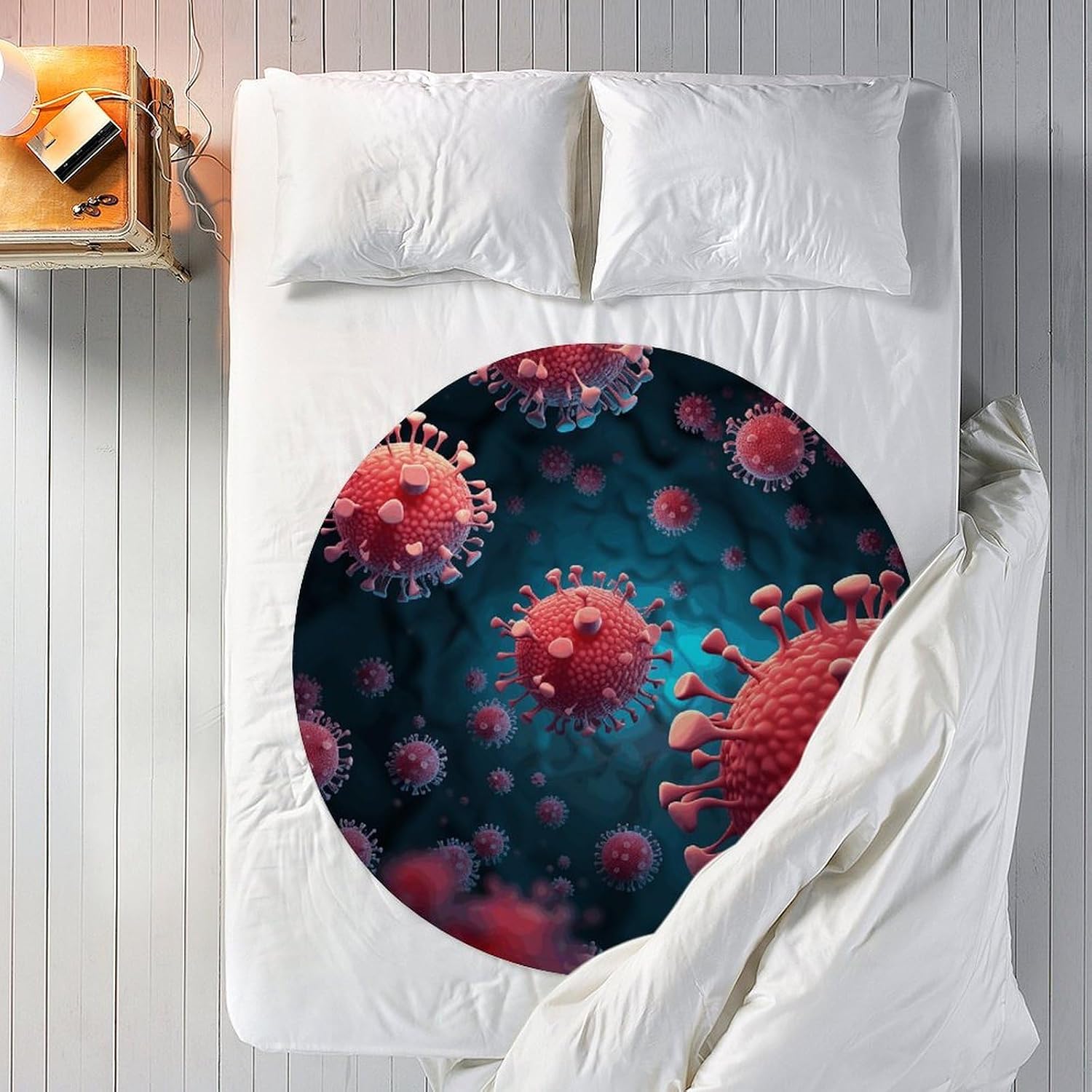 Full of Dark Cartoons+ Blanket Round Beach Tapestry Flannel Round Tablecloth Boho Beach Blanket Home Decor Indie Rug Comfortable Yoga Mat for Multi Scenario Usage