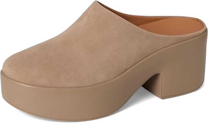 Женские сабо FitFlop Platfforms Suede Heeled, цвет: Серо-коричневый — фото 4