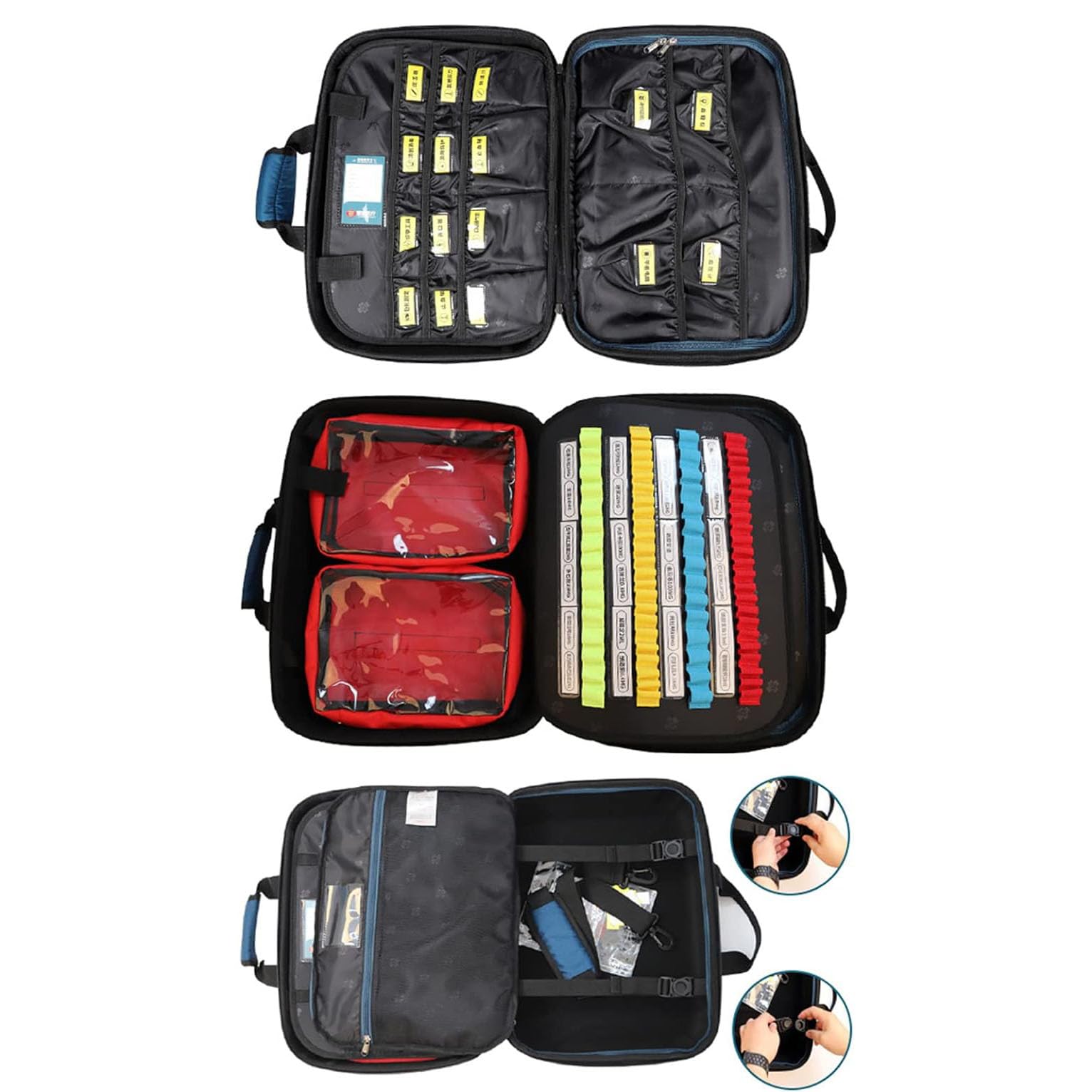 Botiquín de primeros auxilios multipropósito para exteriores, kit de rescate médico para desastres terremotos, para el hogar, al aire libre, Blue Blue Blue