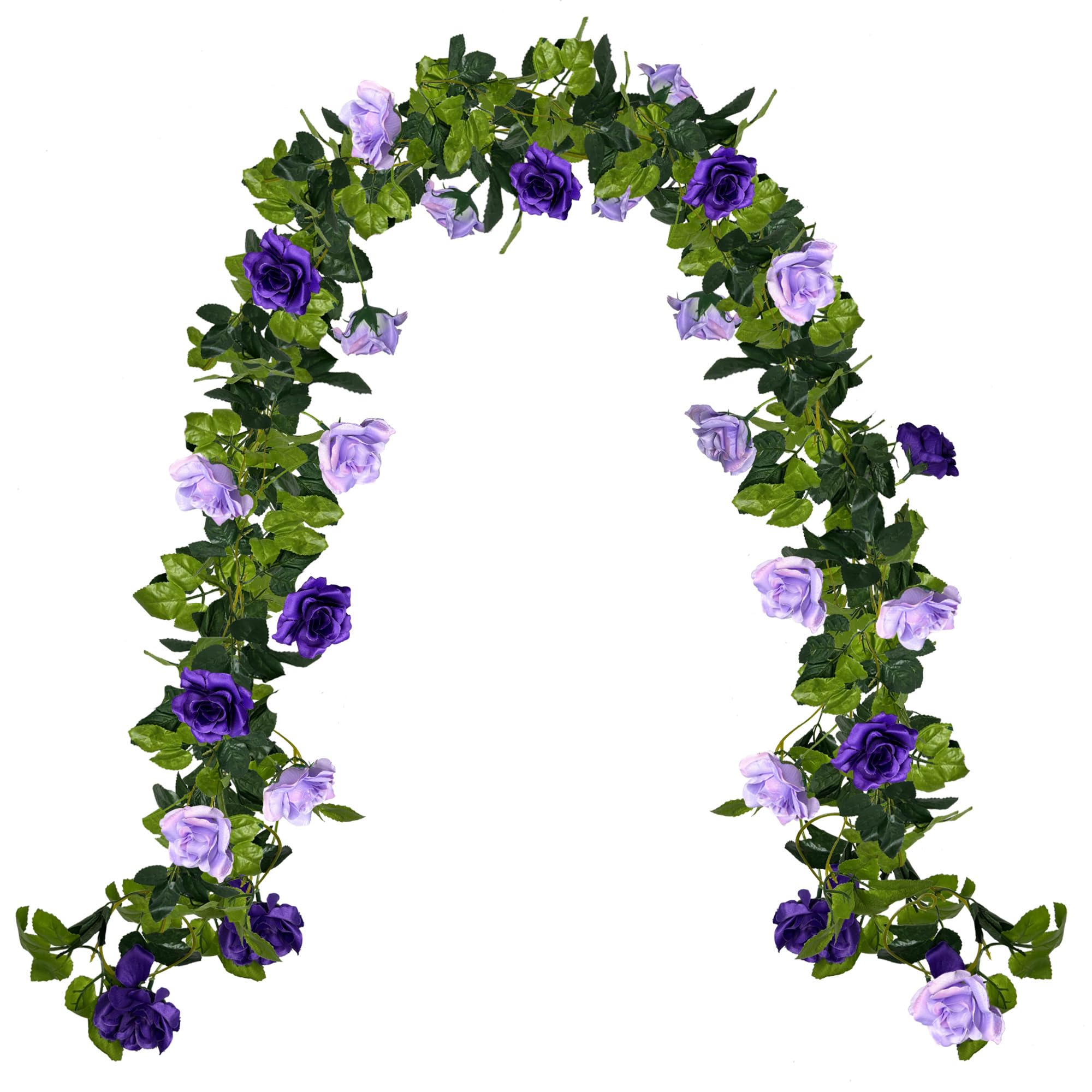 Photo 1 of Dailuee Fake Rose Garland 2 Pack, 15.8FT Artificial Flower Garlands Hanging Rose Vines Silk Flowers for Wedding Backdrop Home Garden Arch Party Decor (Purple)