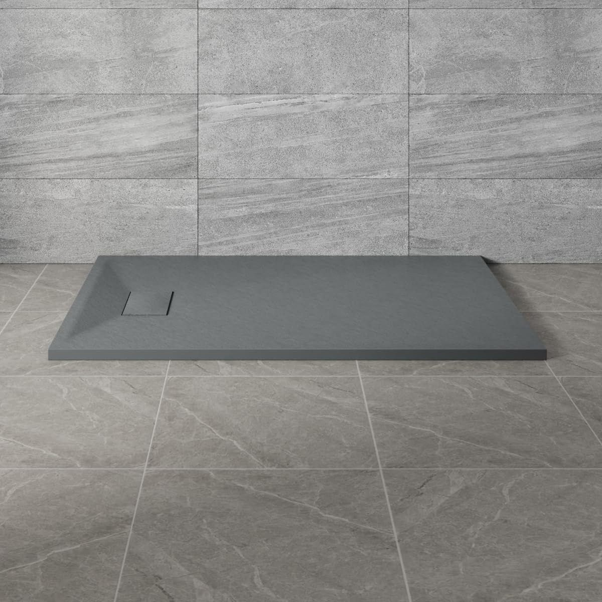 NRG 1400x800mm Anthracite SMC Rectangle Shower Tray Slip-Resistance Bathroom Shower Enclosure Base Tray
