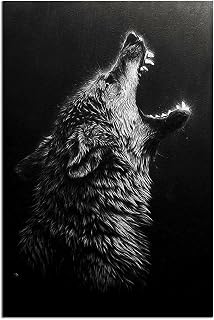 kerneLight Wolf Wall Decor Wolves Poster Black and White Abstract Canvas Wall Art Prints Modern Oil Art Wall Paintings for Living Room Bedroom Home Office Decoration Unframed 16'' x 24''
