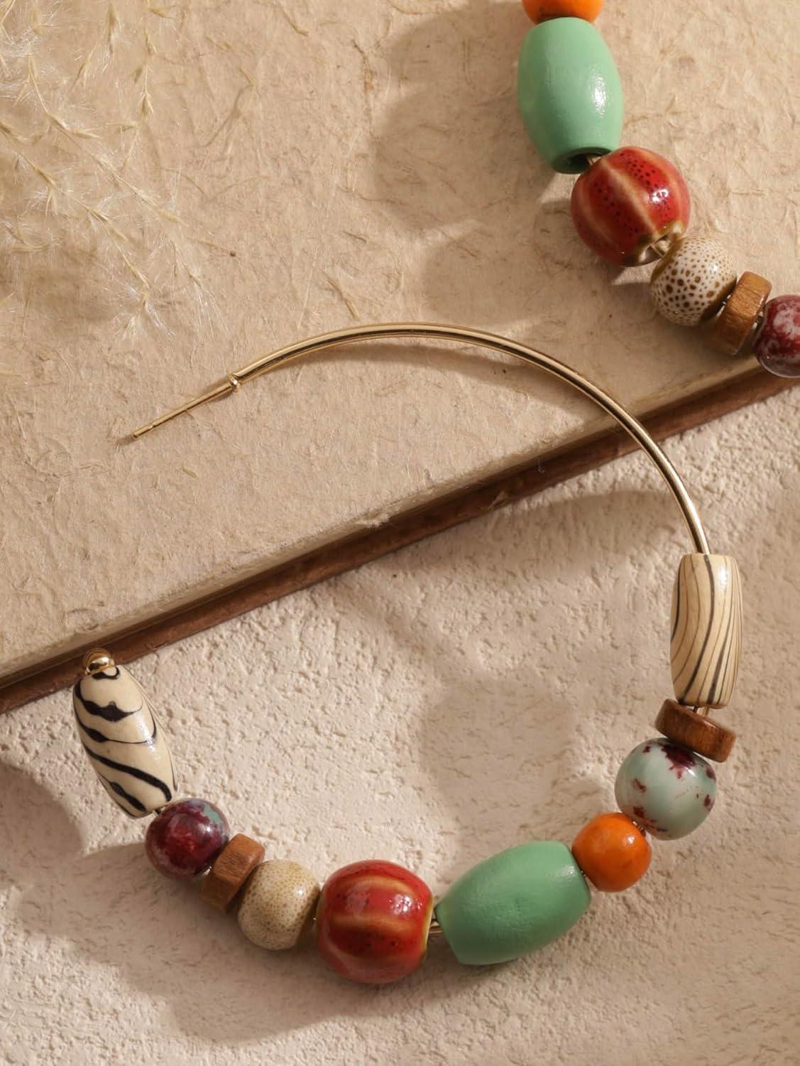MINACHI Bohemian Handcrafted Beaded Hoop Earrings with Earthy Tones and Artistic Accents, Jewelry Gift for Women - Image 7
