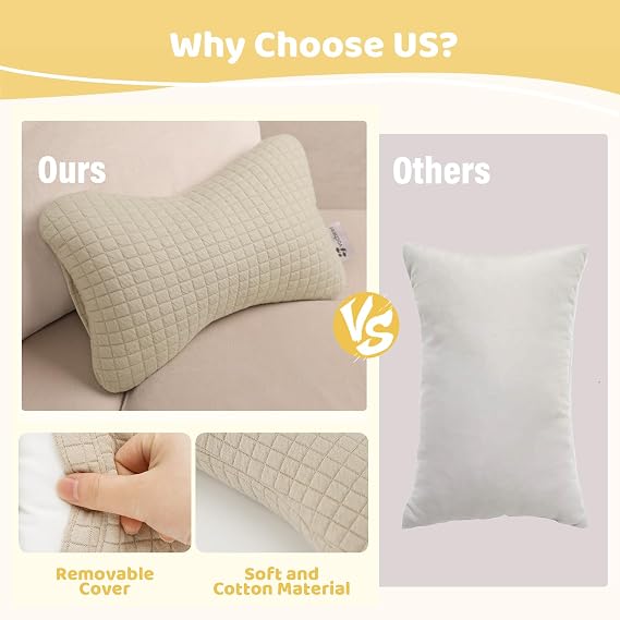 vocheer Small Pillow with Removable Cover, 28*17 cm Tiny Travel Pillow 1PC | Mini Neck Cushion for Airplane, Portable Small Cushion for Sleeping, Wrist, Knee, Lumbar, Ankle, Pet, Dark Beige