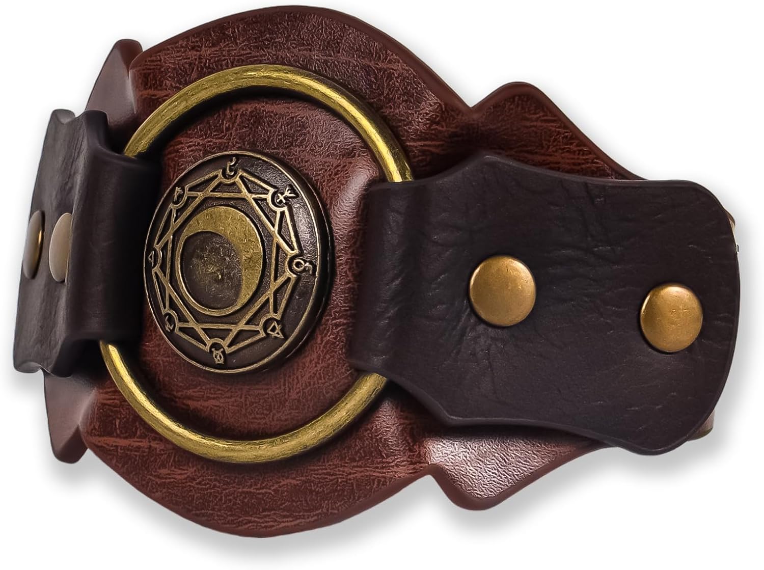 Medieval Viking Faux Leather Cuff Punk Bracelet Nordic Buckle Fastening Wristband Cosplay Props