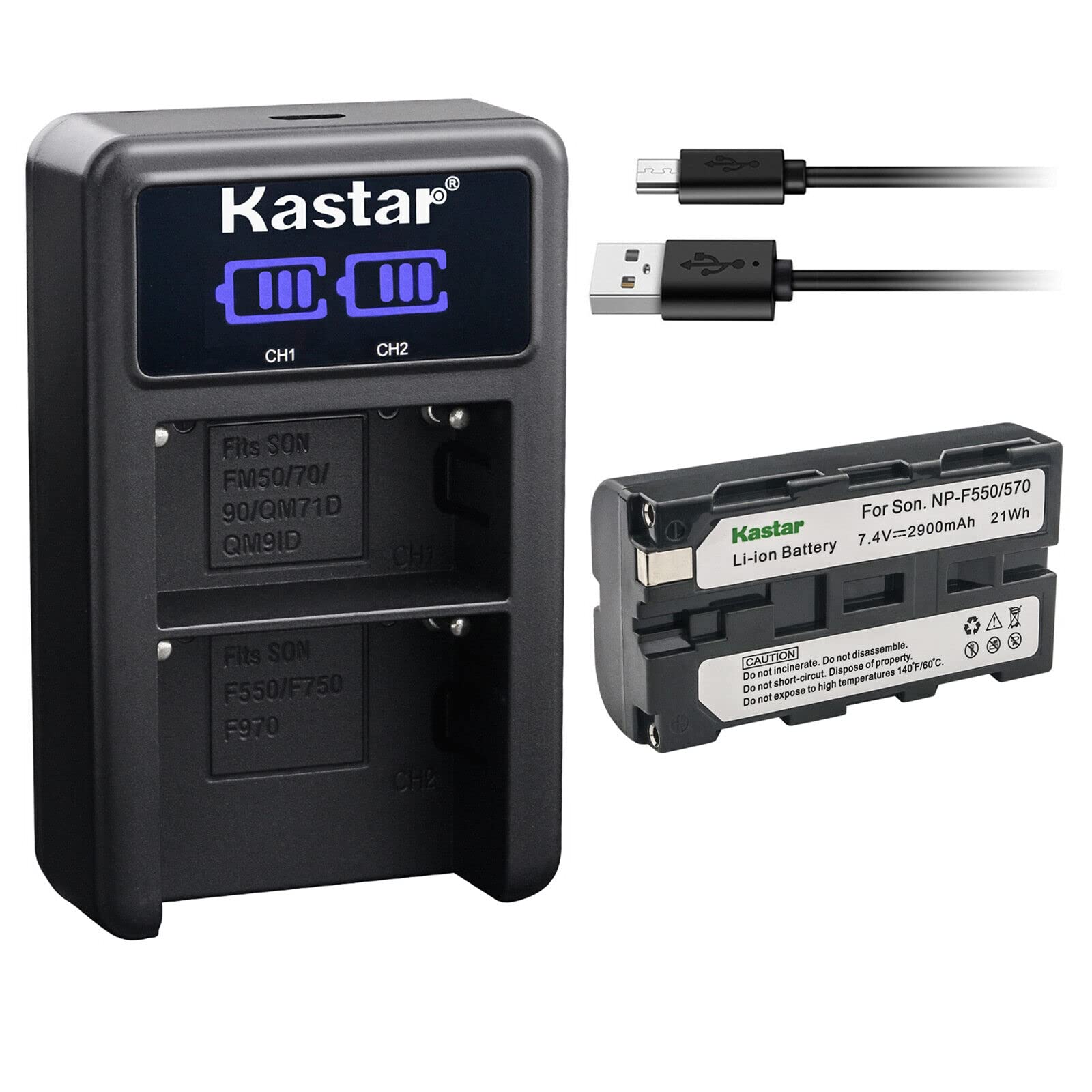 Kastar 1-Pack NP-F570 Battery and LED2 USB Charger Compatible with DCR-VX2001 DCR-VX2100 DCR-VX2100E DCR-VX700 DCR-VX9 DCR-VX9000 DSR-DU1 DSR-200