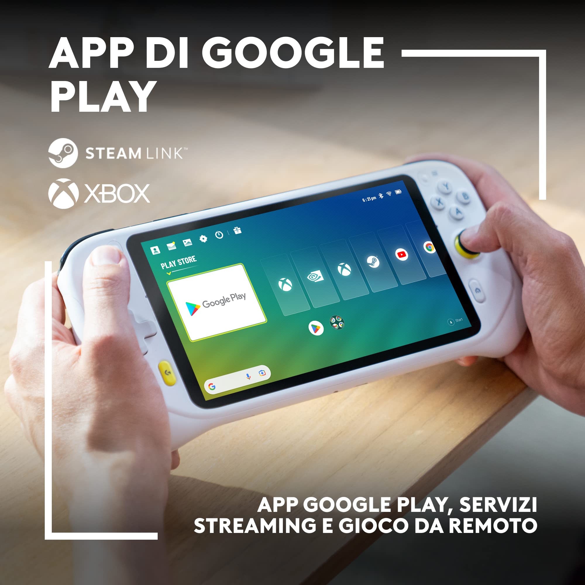 Logitech G Cloud Gaming Handheld, Portable Gaming Console with Long Battery Life, 1080P 7-Inch Touchscreen, Lightweight Design, Xbox Cloud Gaming, NVIDIA GeForce NOW, Google Play - EU plug - White