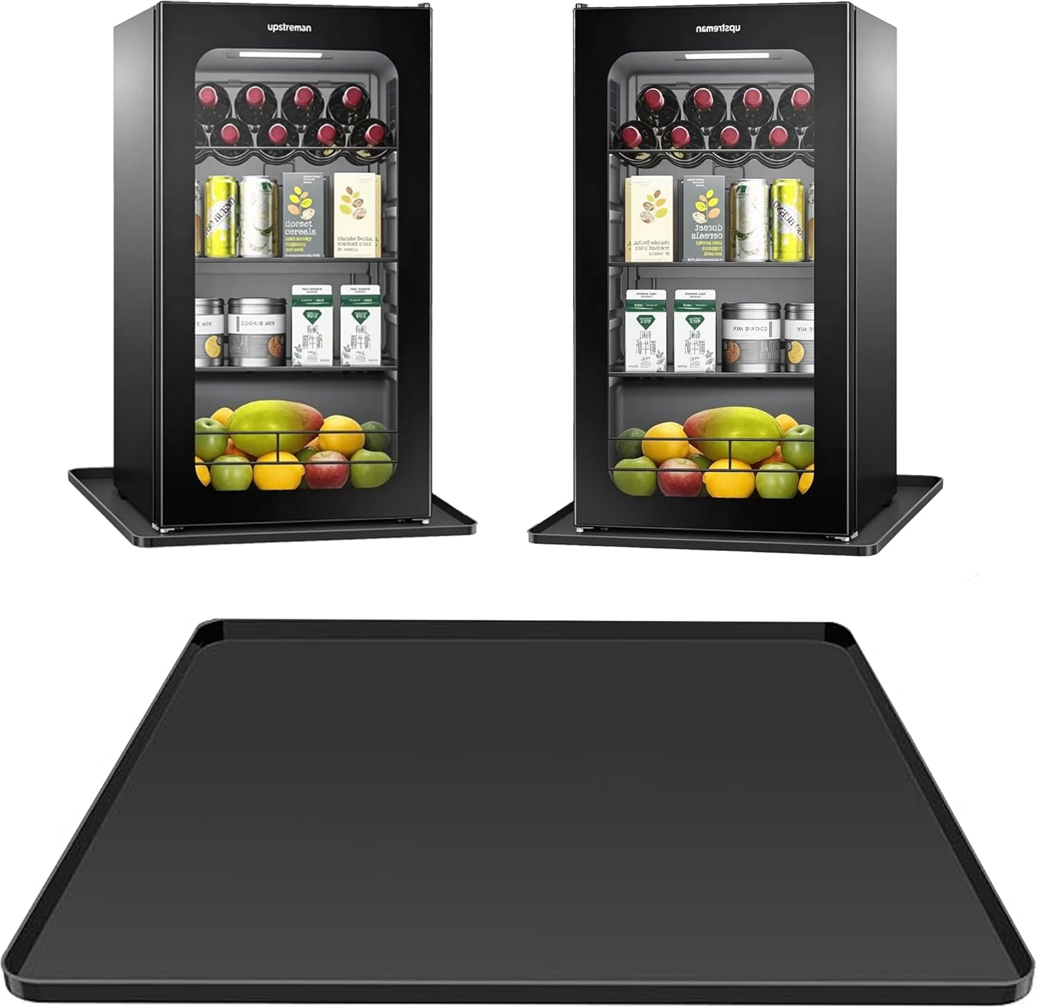 Mini Fridge Mat, 24x24 Inch Silicone Protective Drip Tray with Raised Edge - Leak Proof Floor Guard for Water Dispenser, Washer, Dryer, Pet Bowls - Easy Clean & Foldable