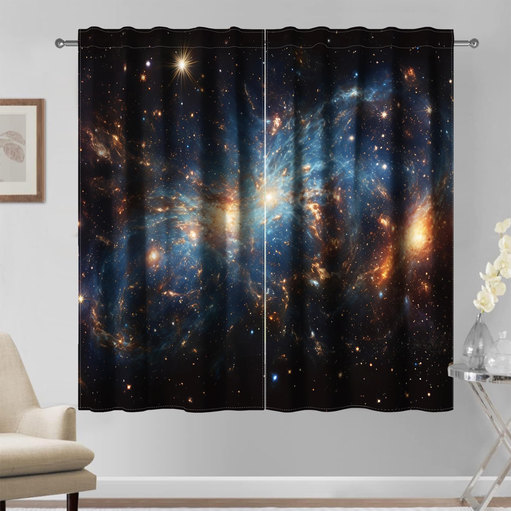 Kzzfqxb 117x229cm Space Curtains Set of 2 Panels