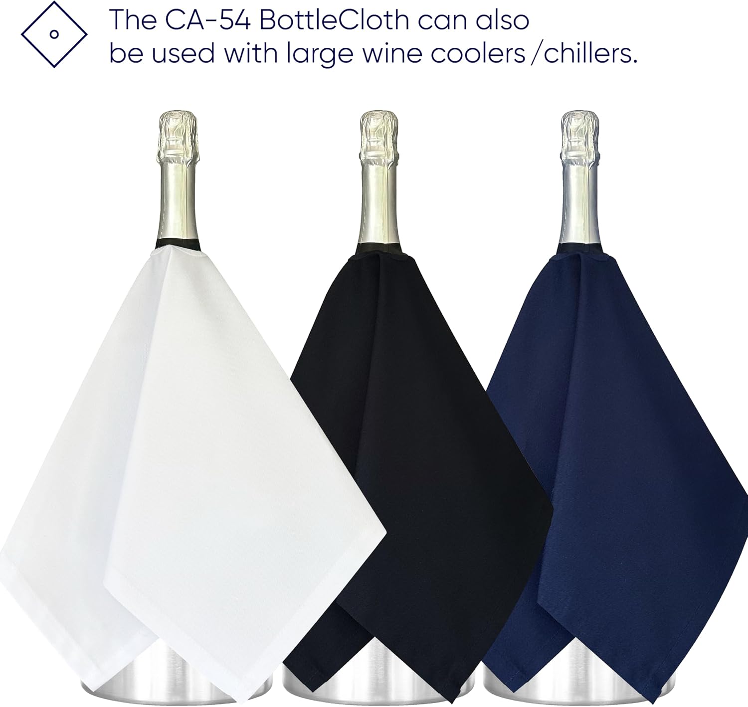 Catering Bottle Cloths, 54 cm, Polycotton, Center Stitched Ring (White, Pack of 2)