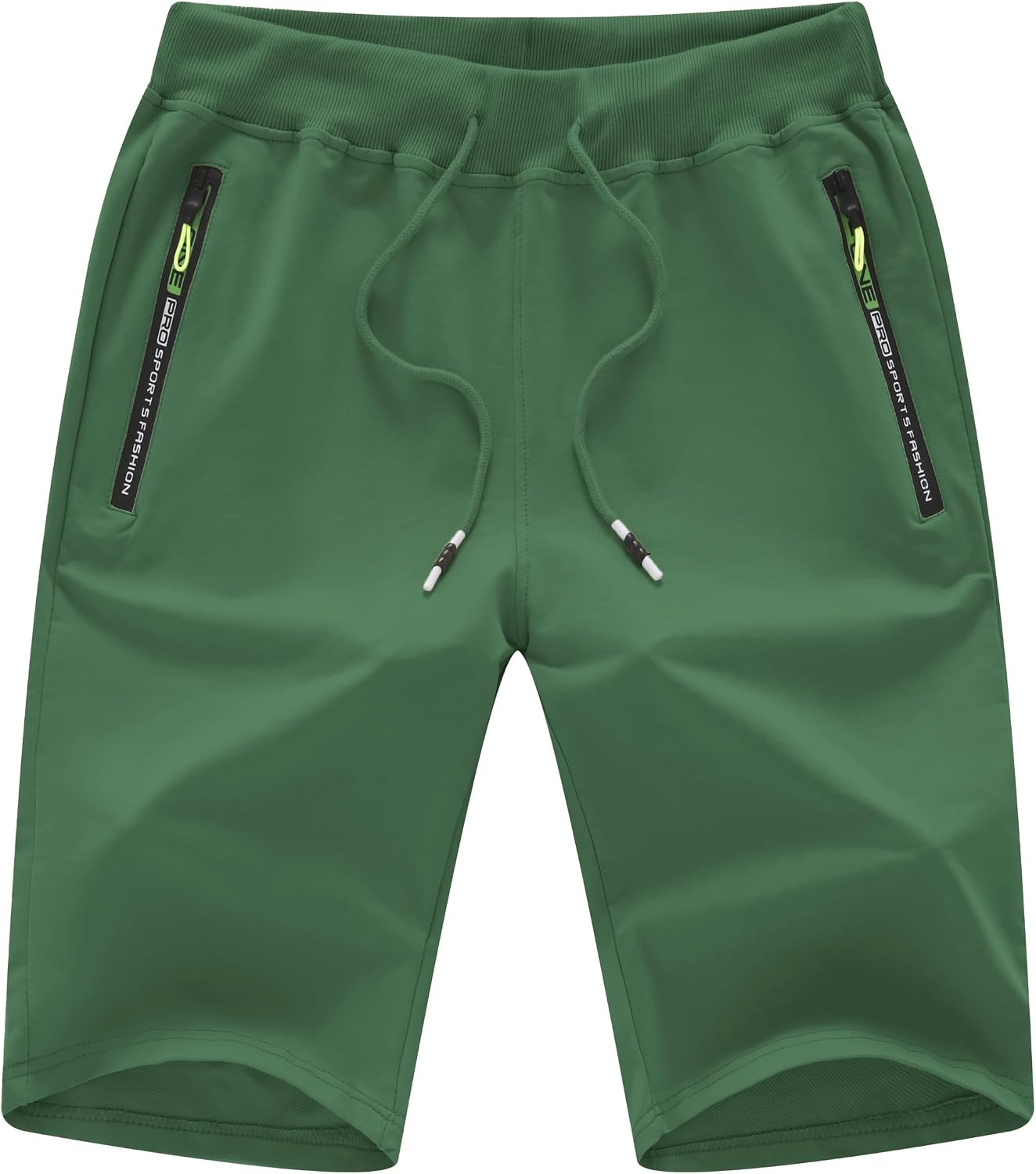 Chrisuno Men's Shorts Elastic Waist Athletic Sweat Shorts with Zipper Pockets