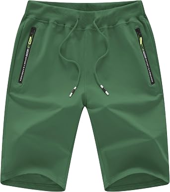 CREATMO US Mens Shorts Zipper Pocket Elastic Waist Stretch Summer Casual Beach